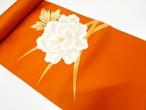 アンティーク　牡丹模様織り出し　名古屋帯地反物